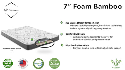 MD Mattress Bamboo 7" Foam Mattress