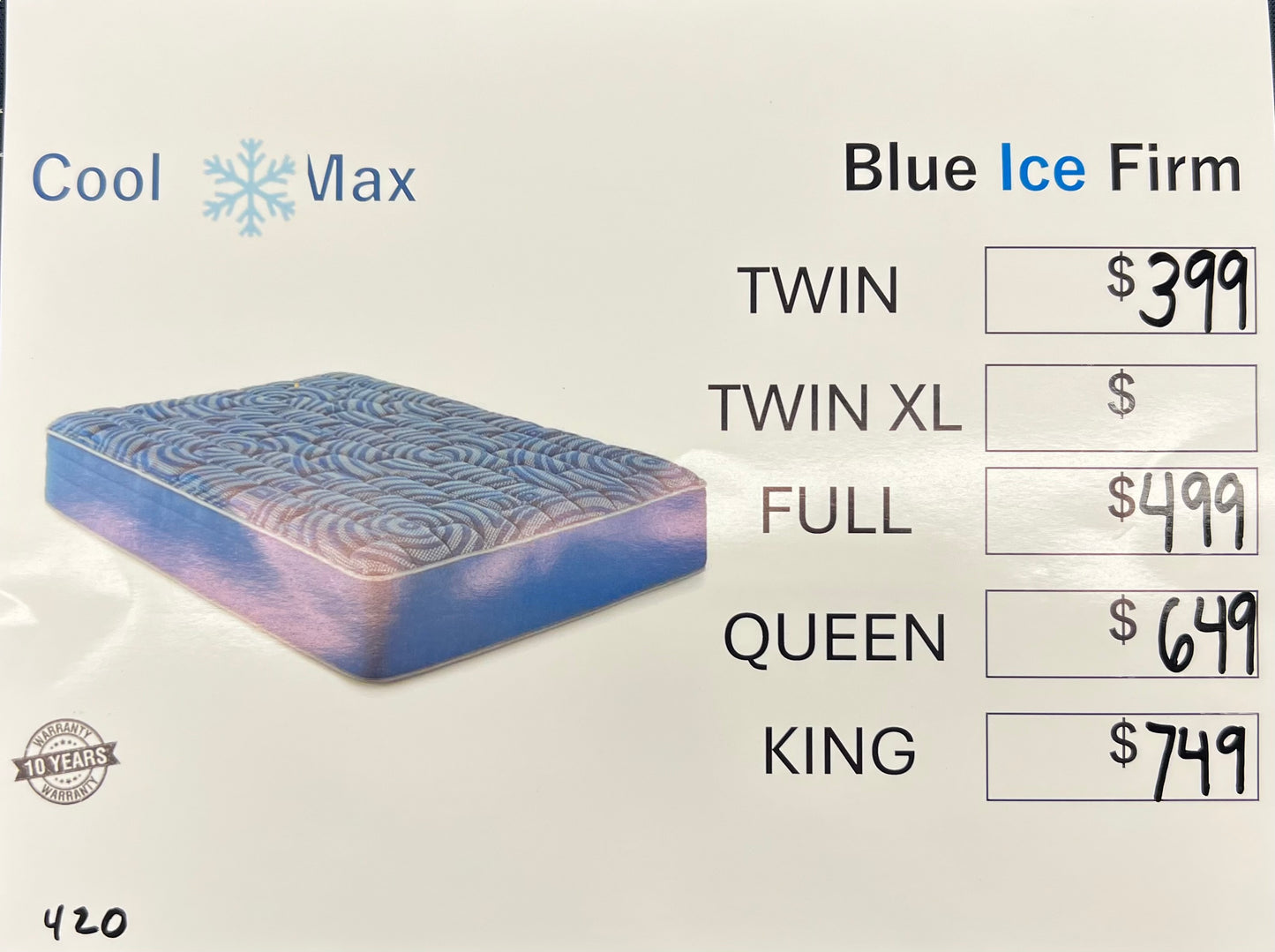 Cool Max Blue Ice Euro Top Firm